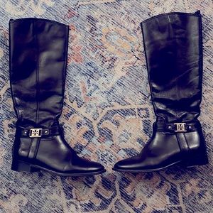 Tory Birch Black Leather Riding Boots Size 7 1/2M